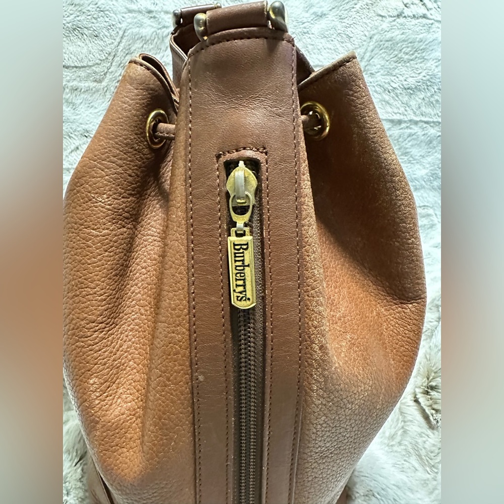 Burberry Tan Leather Drawstring Shoulder Bag - Picture 5 of 9